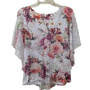 Brittany Black Floral Lace Blouse - Pink and White
